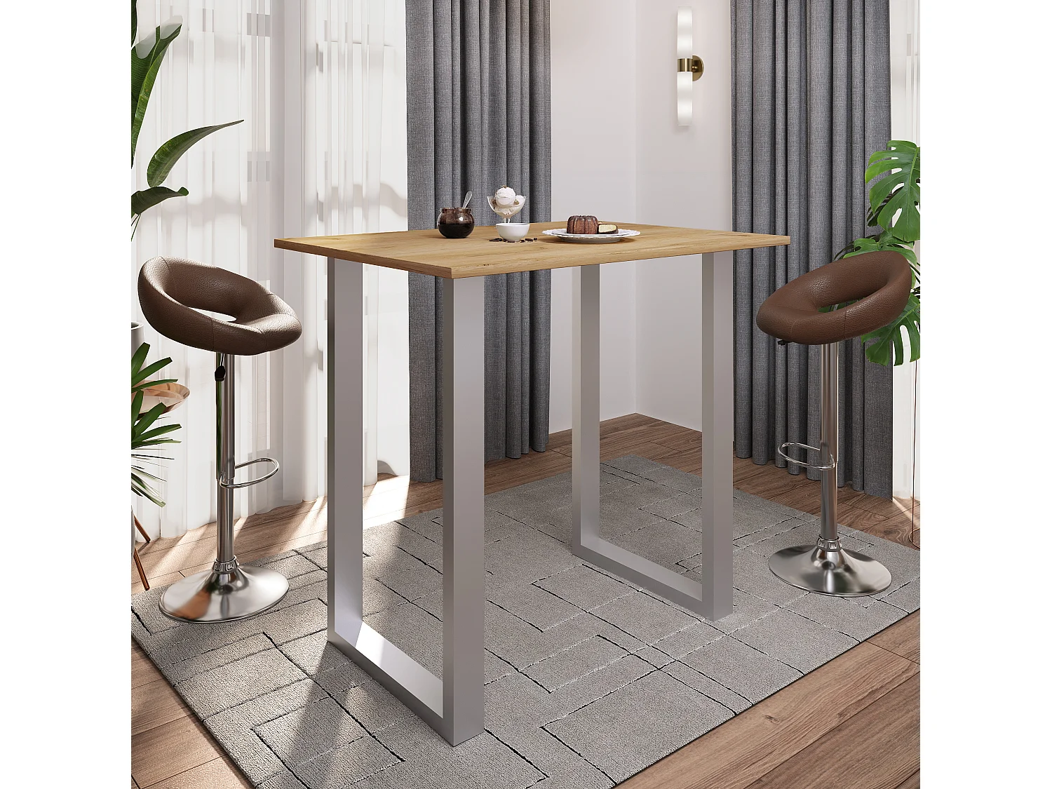 Barbecue Xona Silver / Honey oak H. 102 x W. 110 x D. 80 cm