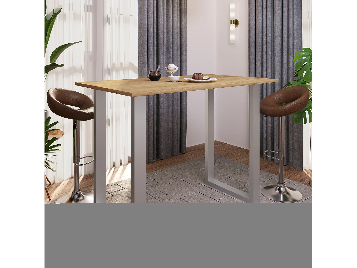 Barbecue Xona Silver / Honey oak H. 102 x W. 140 x D. 80 cm