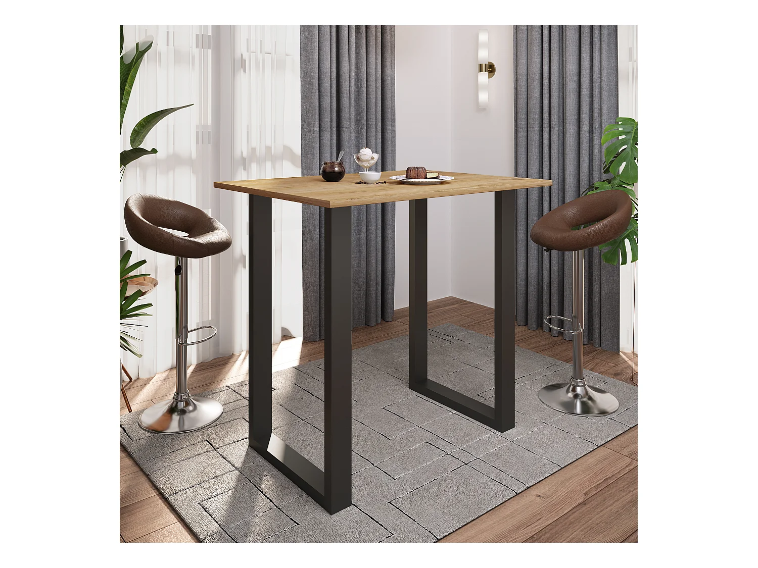 Barbecue Xona Black / Honey oak H. 102 x W. 110 x D. 80 cm