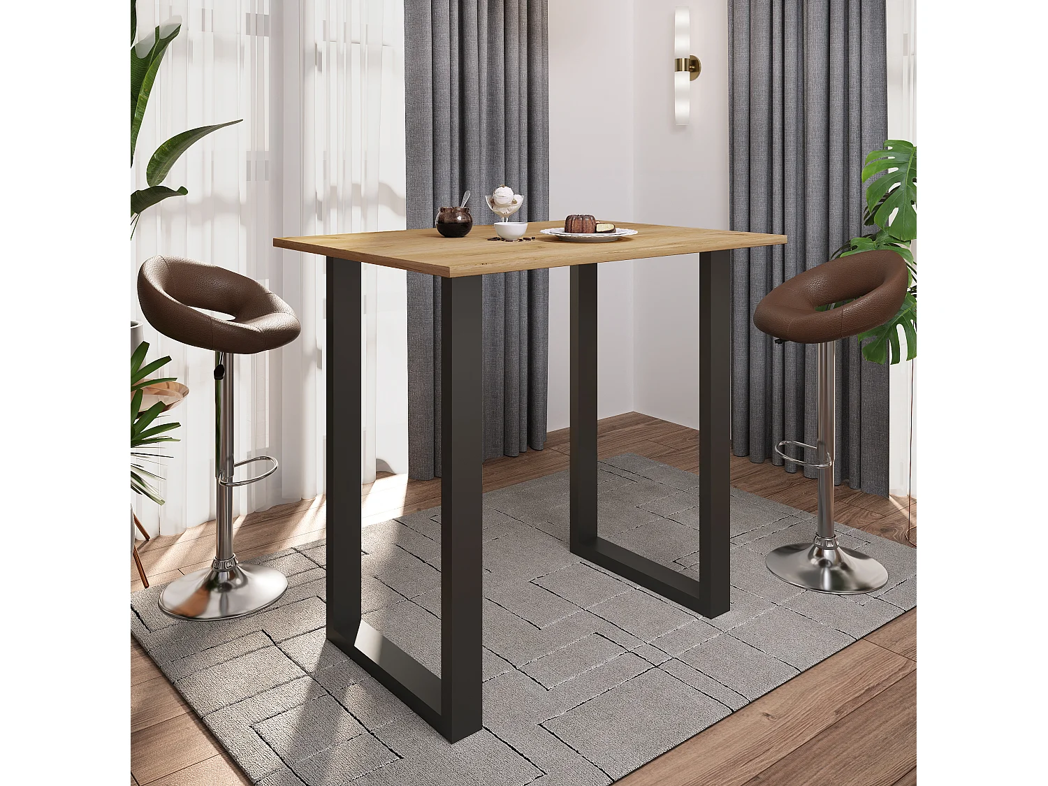 Barbecue Xona Black / Honey oak H. 102 x W. 110 x D. 80 cm