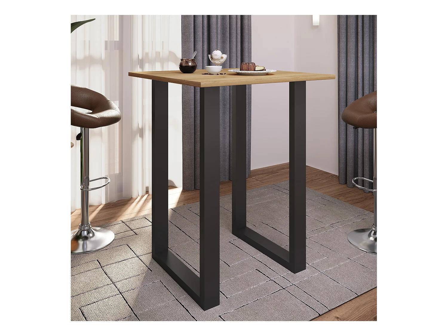Barbecue Xona Black / Honey oak H. 102 x W. 80 x D. 80 cm