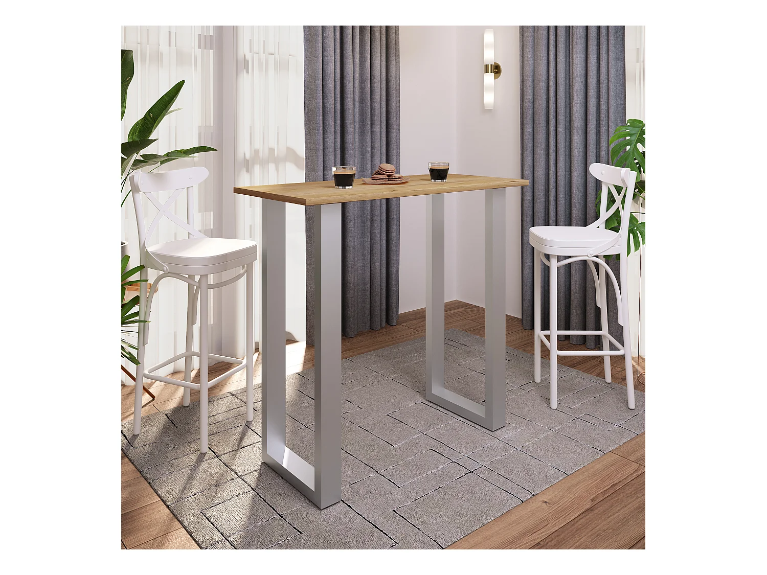 Tavolo da tavolo a barre in legno Xona 110x50