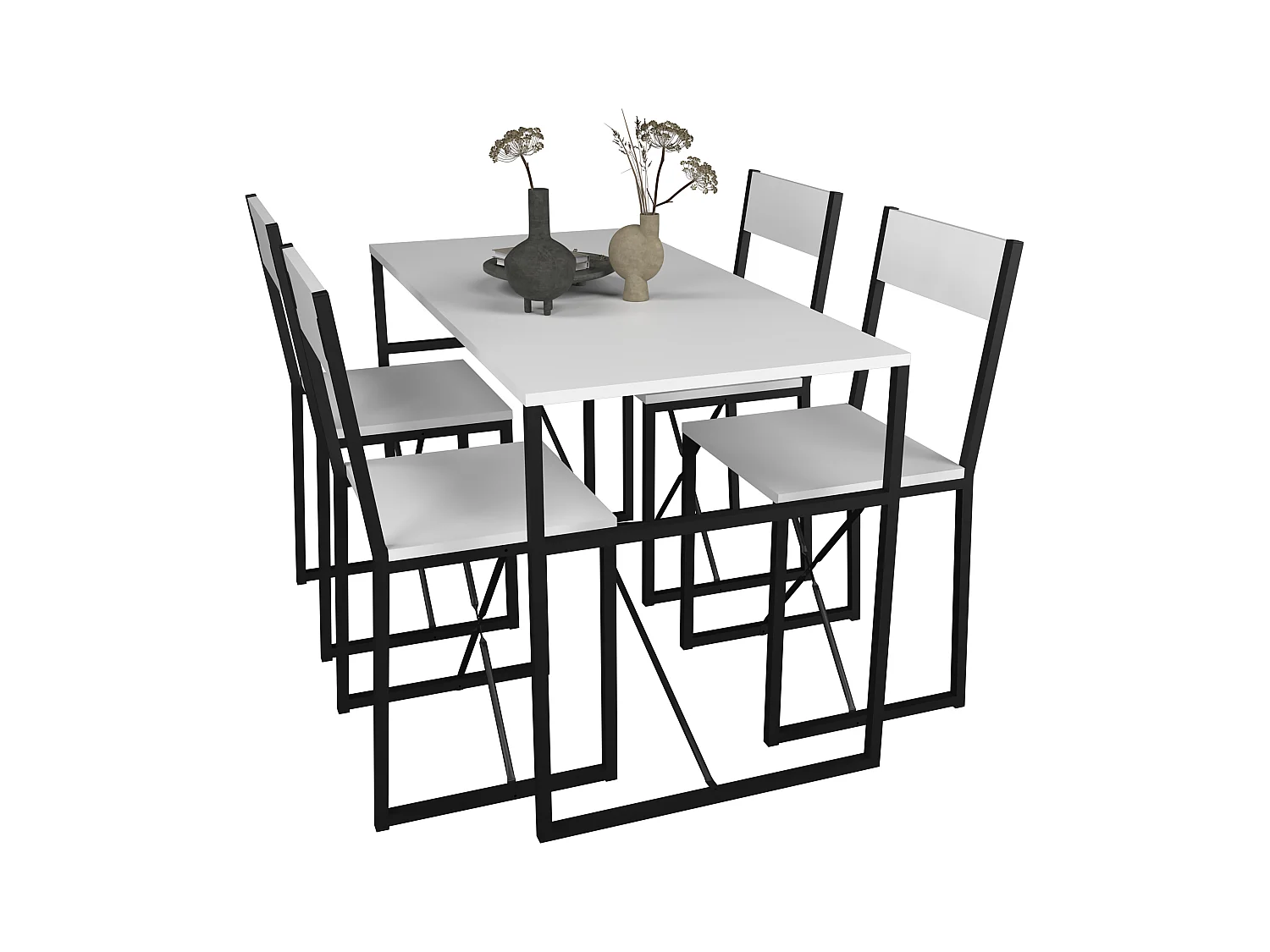 Dining Group Insasi White H. 85 x W. 120 x D. 60 cm