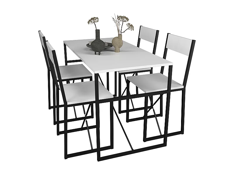 Dining Group Insasi White H. 85 x W. 120 x D. 60 cm