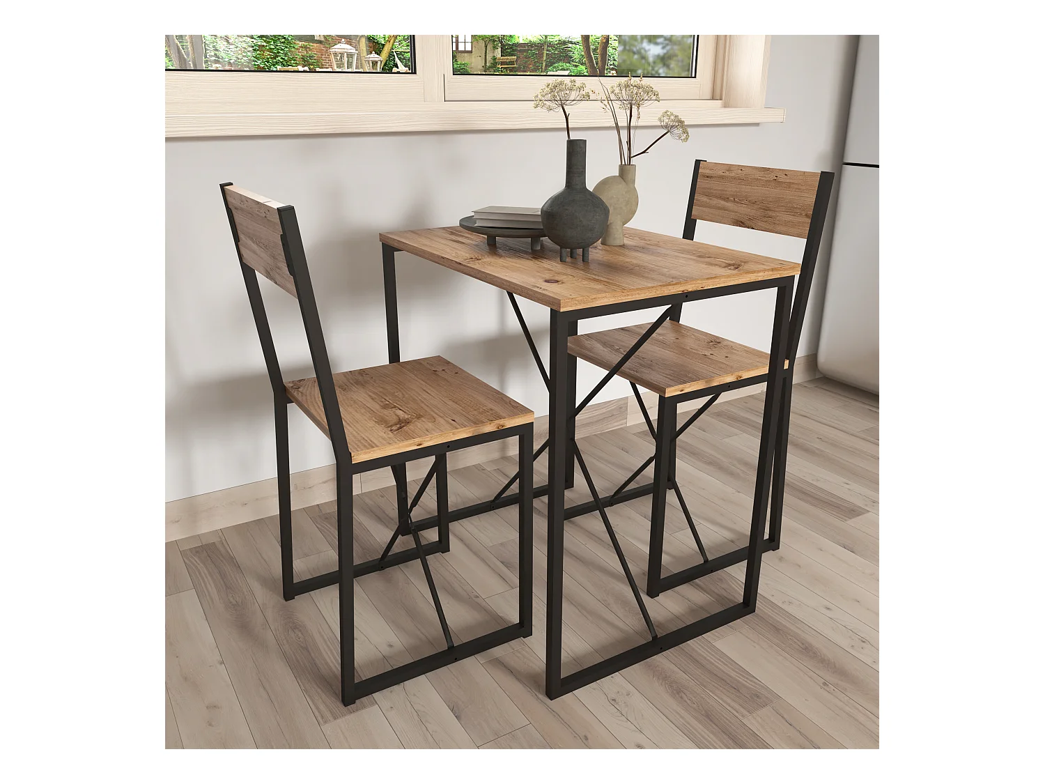 3-tlg. Metall Essgruppe Tischgruppe Set Insasi M