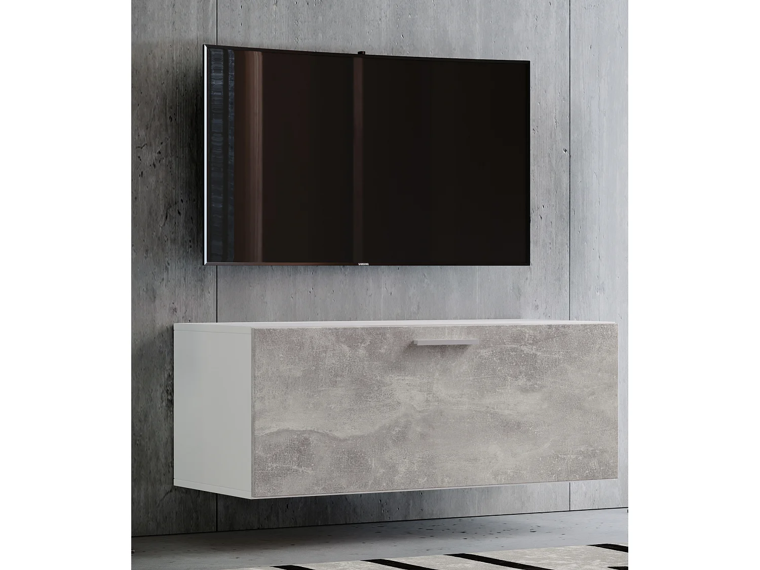 TV Furniture Fernso White / concrete optics Height 40 x Width 95 x Depth 36 cm
