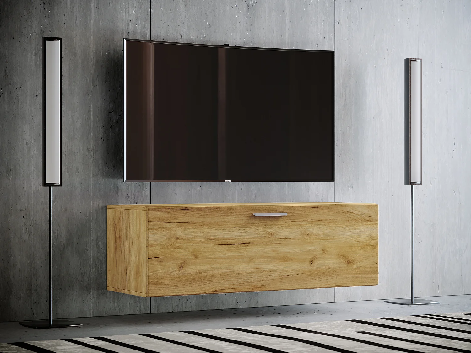 Móveis de TV VCM | Placa de parede | Pendura Lowboard | Dimensões A. 40 x 115 x P. 36 cm | Armário de parede - Fernso (Honey Oak)