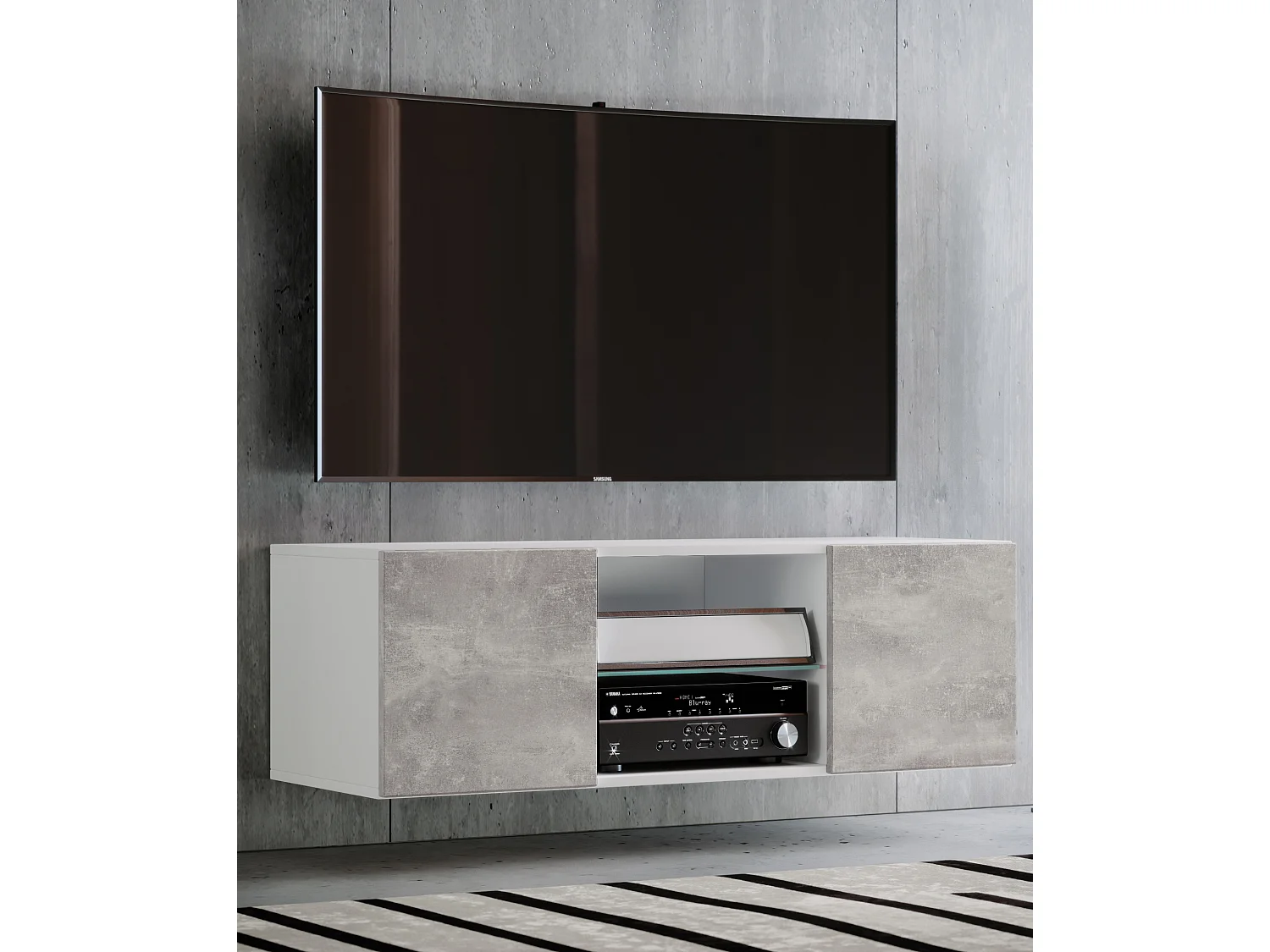 TV Furniture Jusa White / concrete optics H. 40 x W. 115 x D. 36 cm
