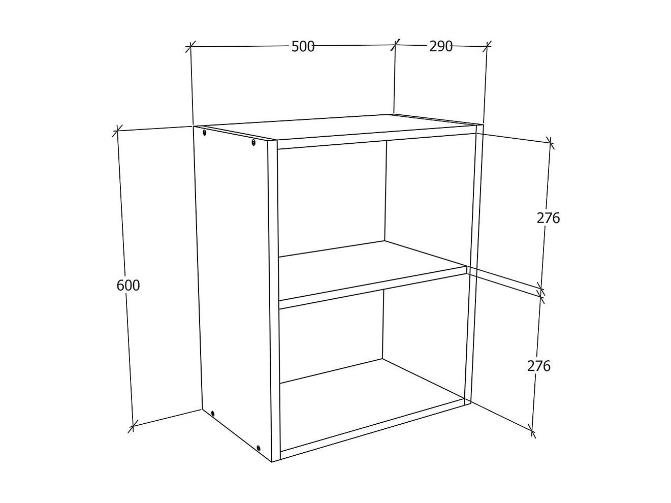 Kitchen furniture hanging cabinet Esilo White / Anthracite H. 60 x W. 50 x D. 31 cm