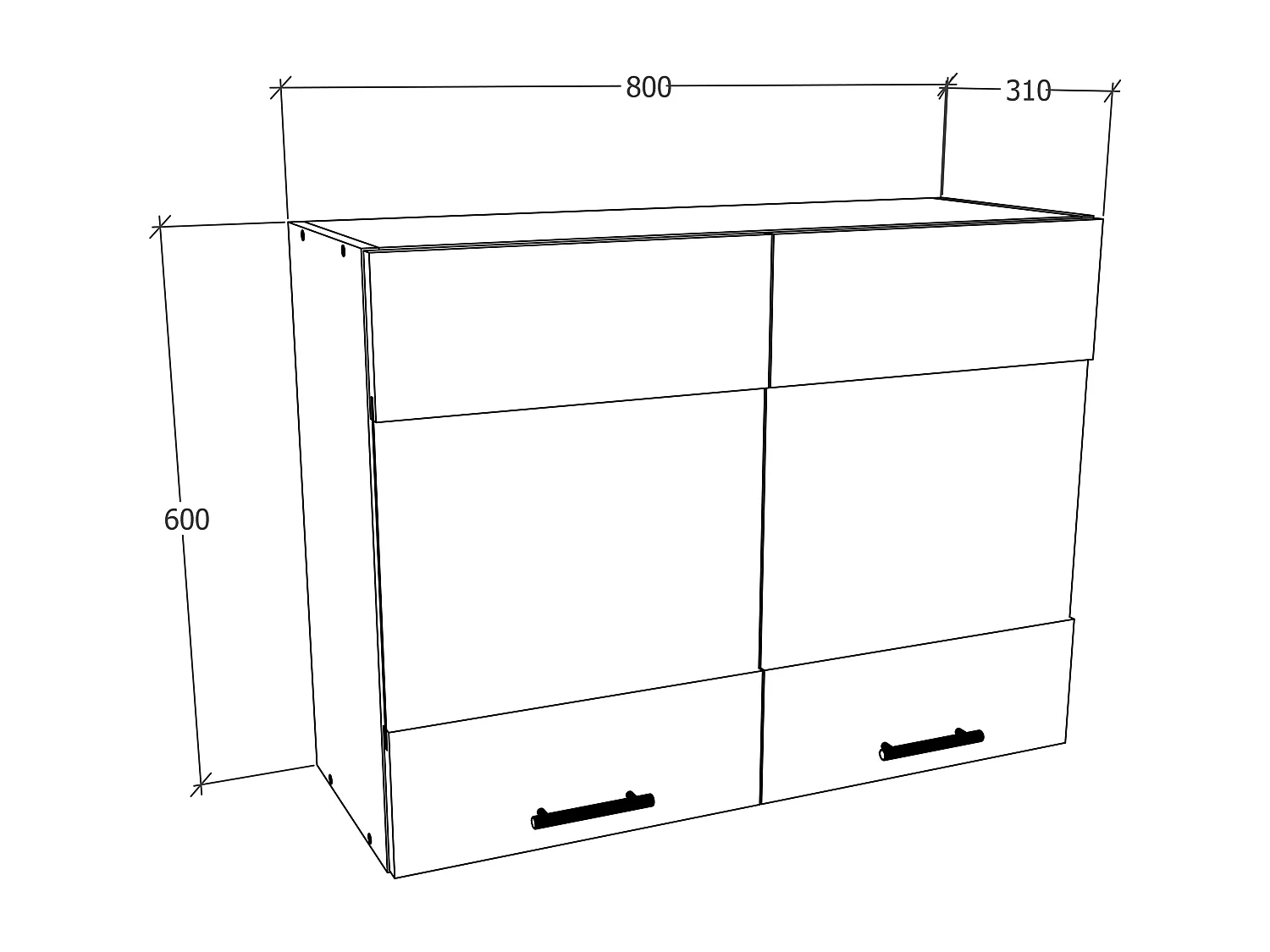 Kitchen furniture hanging cabinet Esilo White / Sonoma oak H. 60 x W. 80 x D. 31 cm