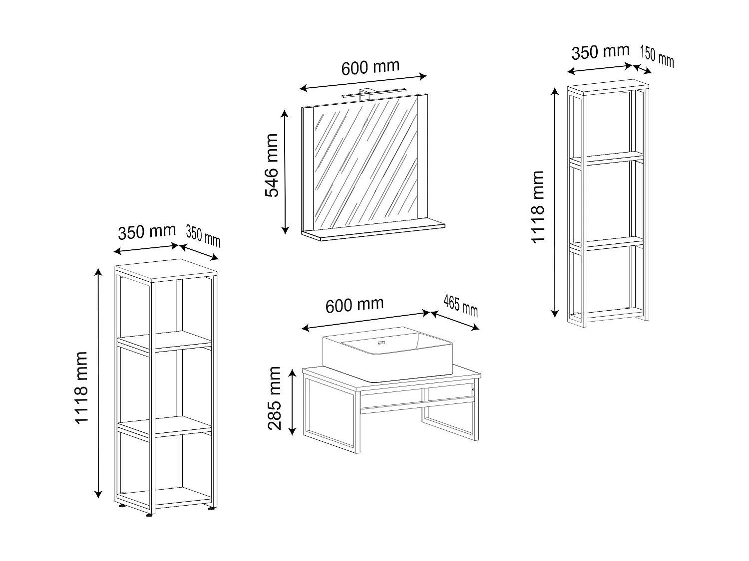 Meuble de salle de bains 5 pièces Bitila 60 V2