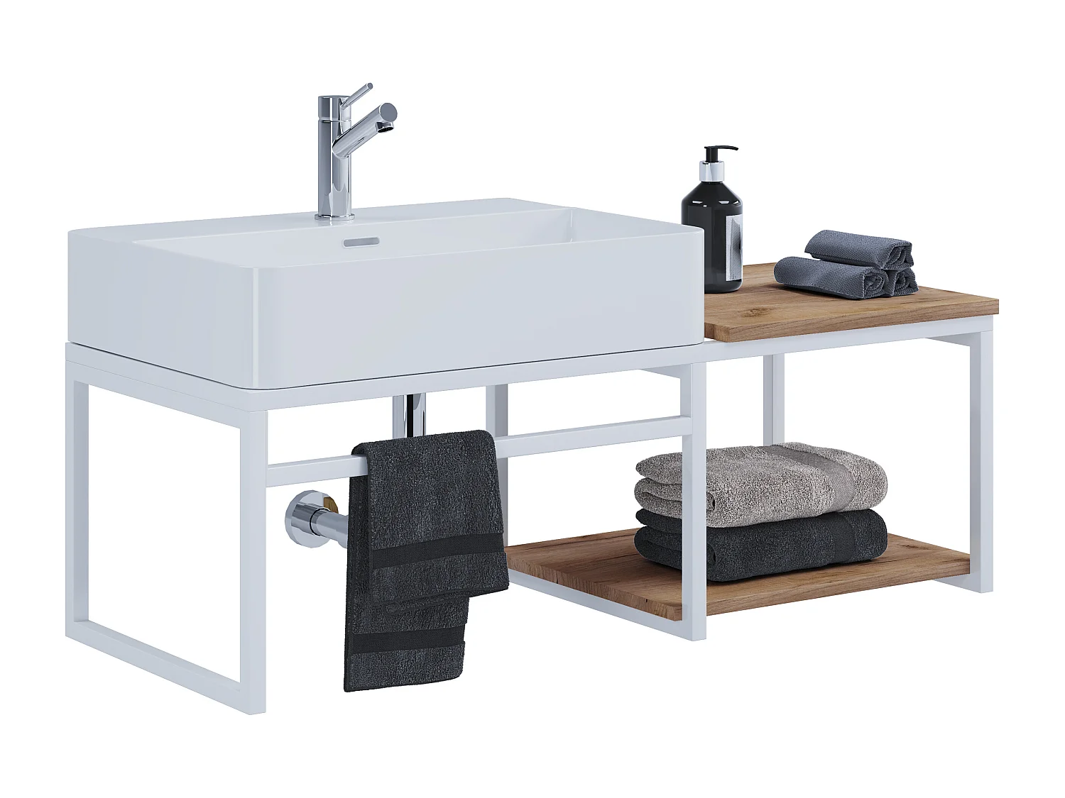 Bathroom furniture washbasin Bitila White / Honey oak 0