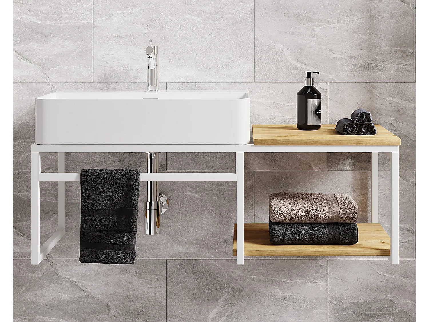 Bathroom furniture washbasin Bitila White / Honey oak 0