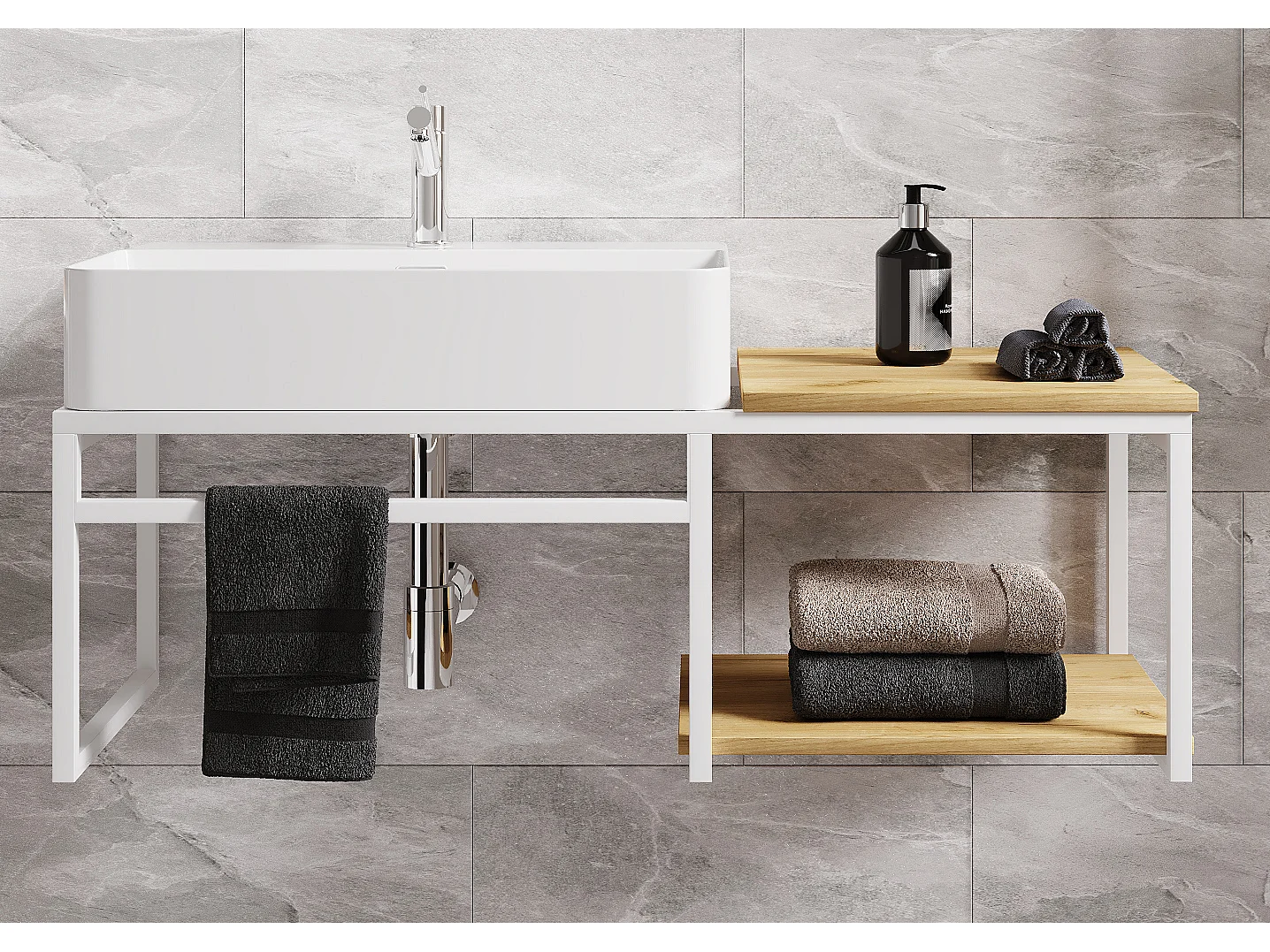 Bathroom furniture washbasin Bitila White / Honey oak 0