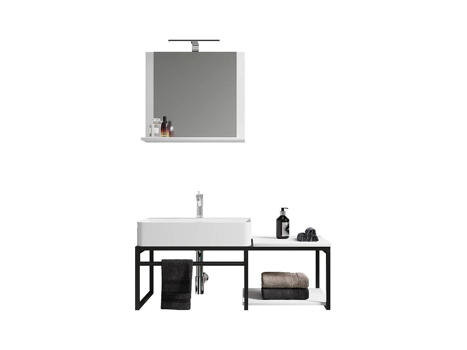 Bathroom furniture washbasin Bitila Black / White 0