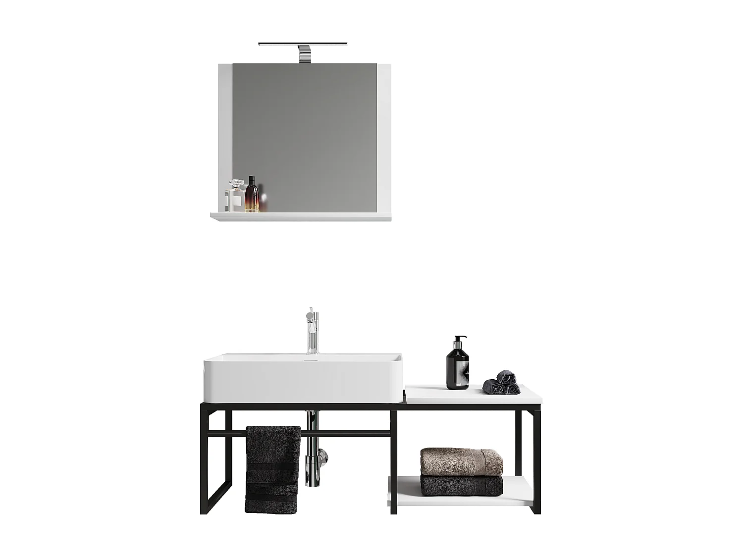 Bathroom furniture washbasin Bitila Black / White 0