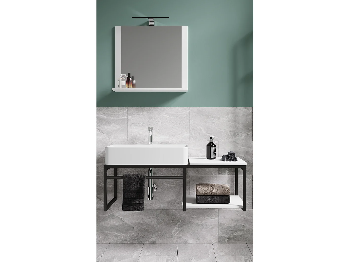 Bathroom furniture washbasin Bitila Black / White 0