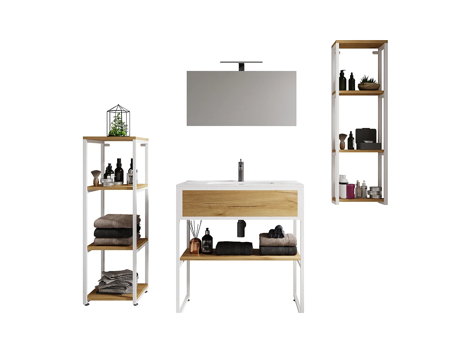 Bathroom furniture washbasin Bitila White / Honey oak 0