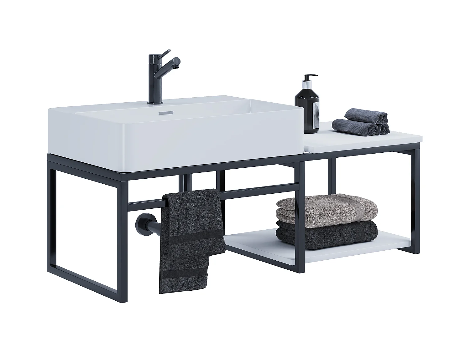 Bathroom furniture washbasin Bitila Black / White 0