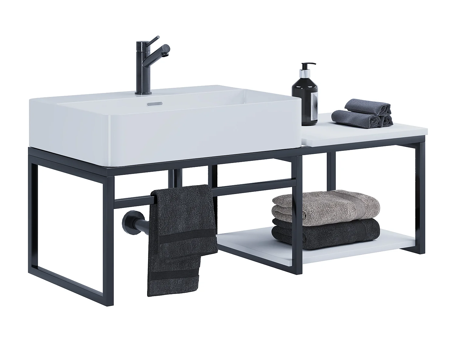 Bathroom furniture washbasin Bitila Black / White 0
