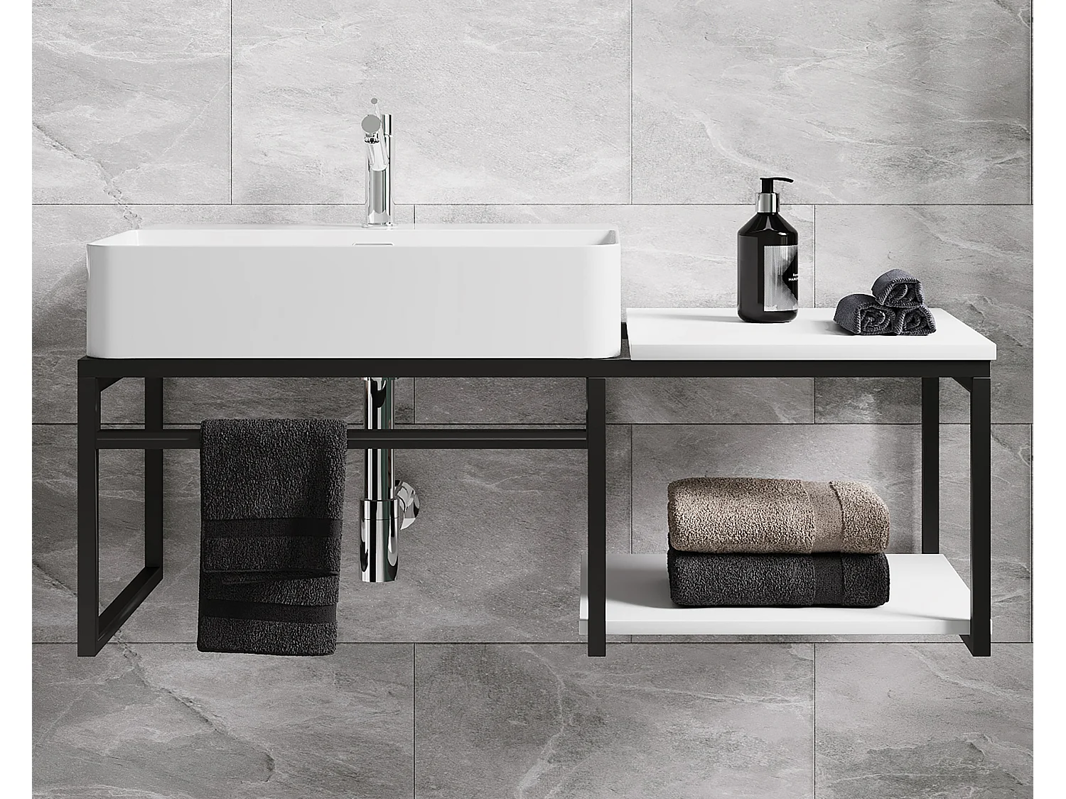 Bathroom furniture washbasin Bitila Black / White 0