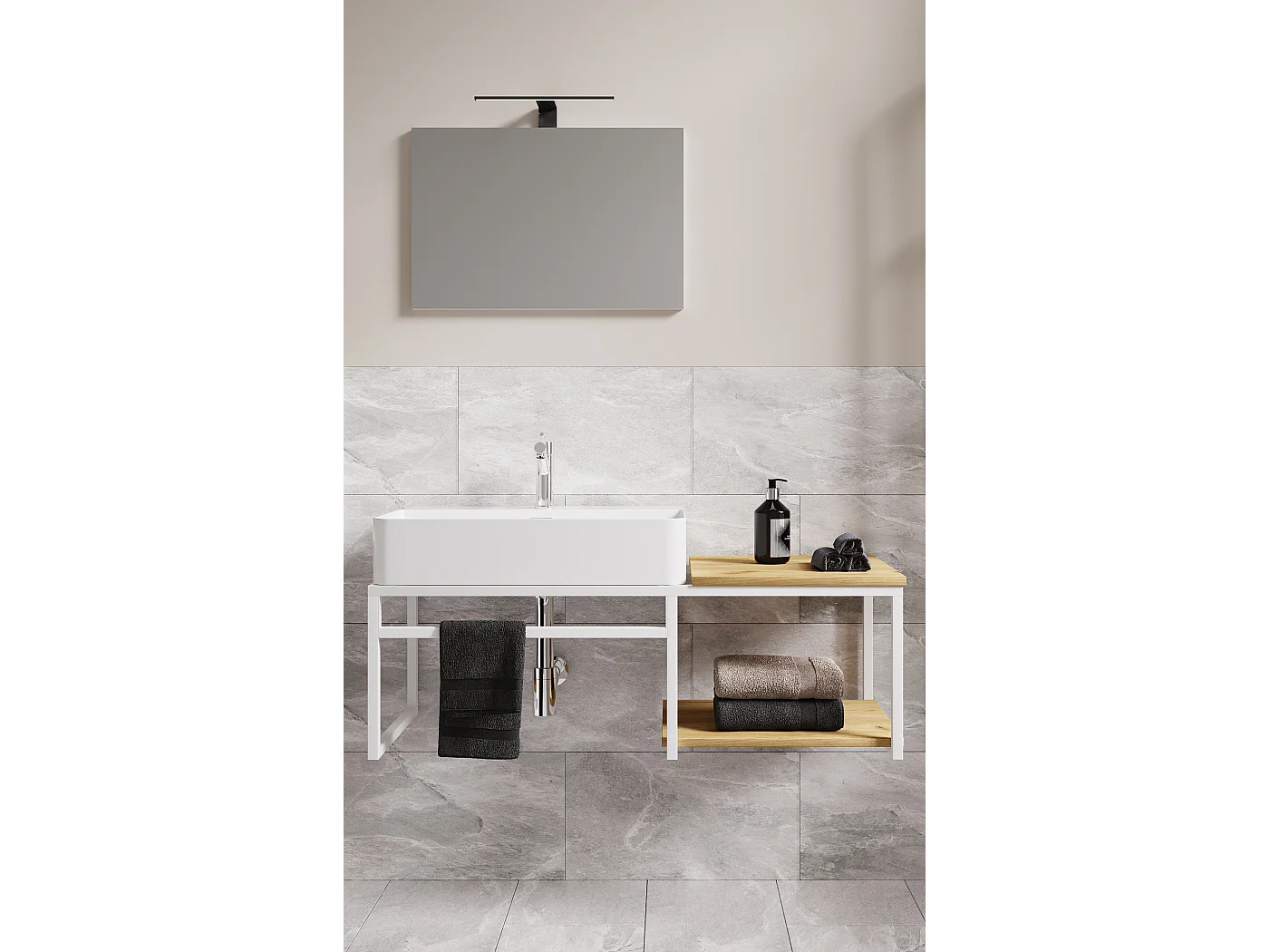 3-tlg. Waschtisch Badmöbel Waschbecken Bitila 100