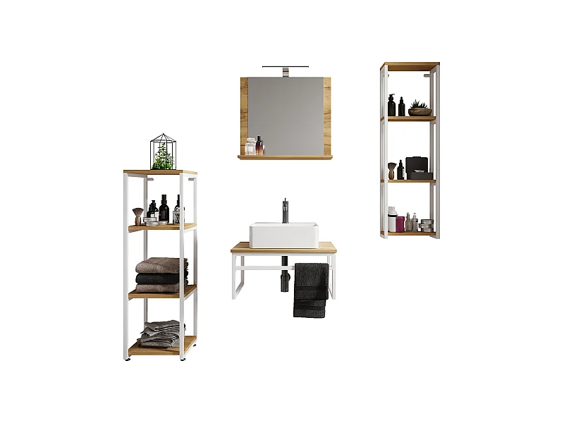 Bathroom furniture washbasin Bitila White / Honey oak 0