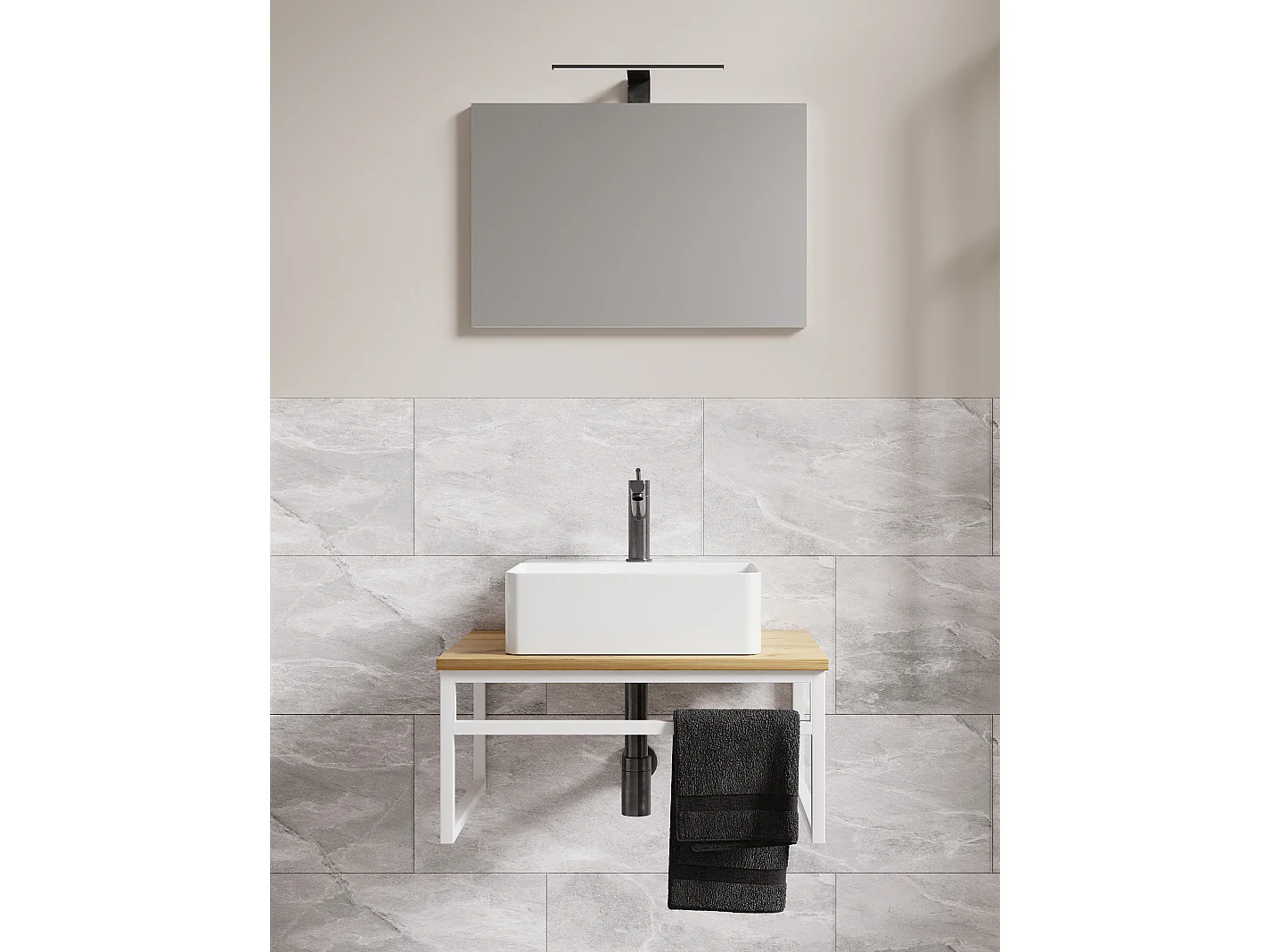 Bathroom furniture washbasin Bitila White / Honey oak 0