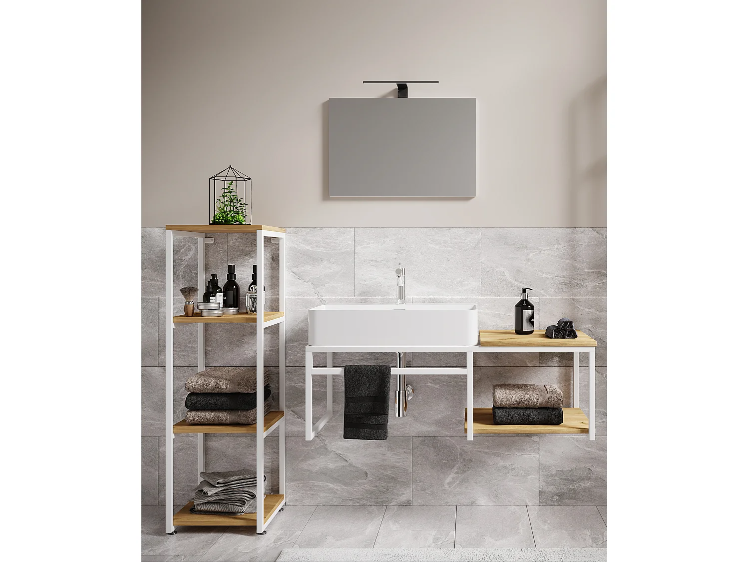 4-tlg. Waschtisch Badmöbel Waschbecken Bitila 100