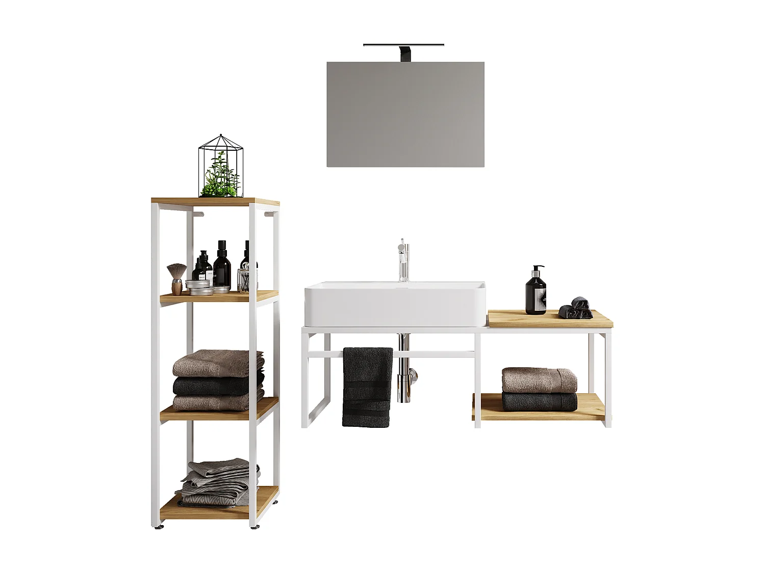 4-tlg. Waschtisch Badmöbel Waschbecken Bitila 100