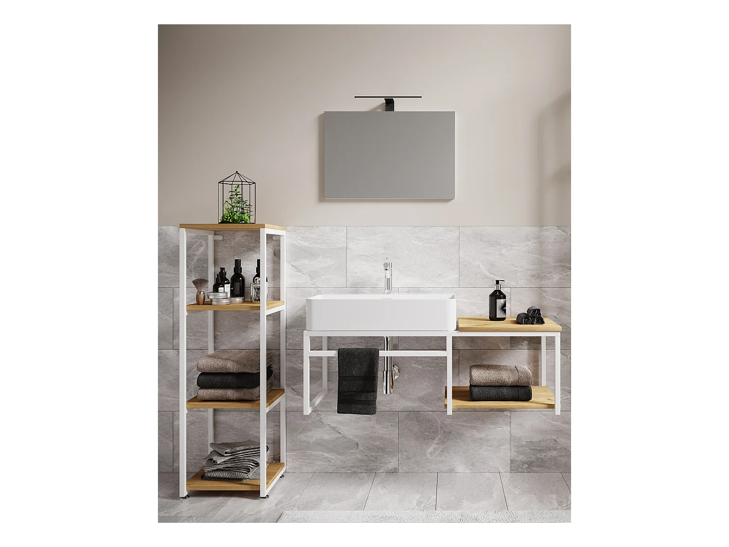 4-tlg. Waschtisch Badmöbel Waschbecken Bitila 100
