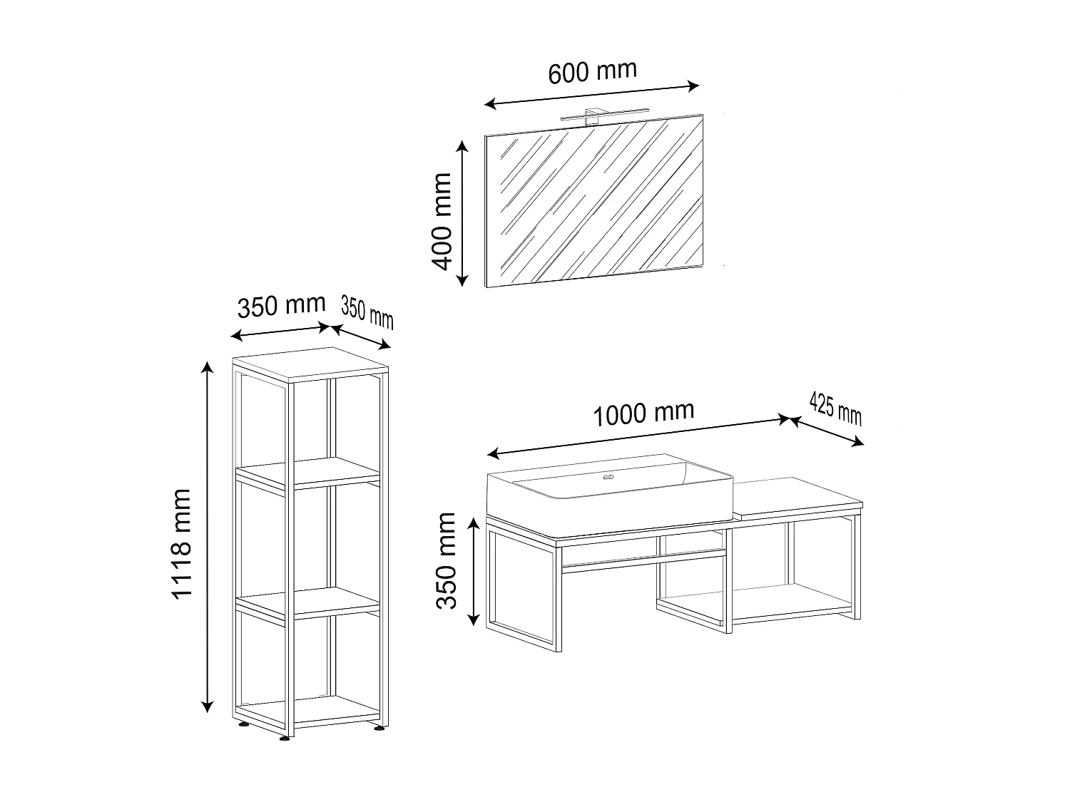 4 sztuk umywalka meble łazienkowe Bitila 100 V1