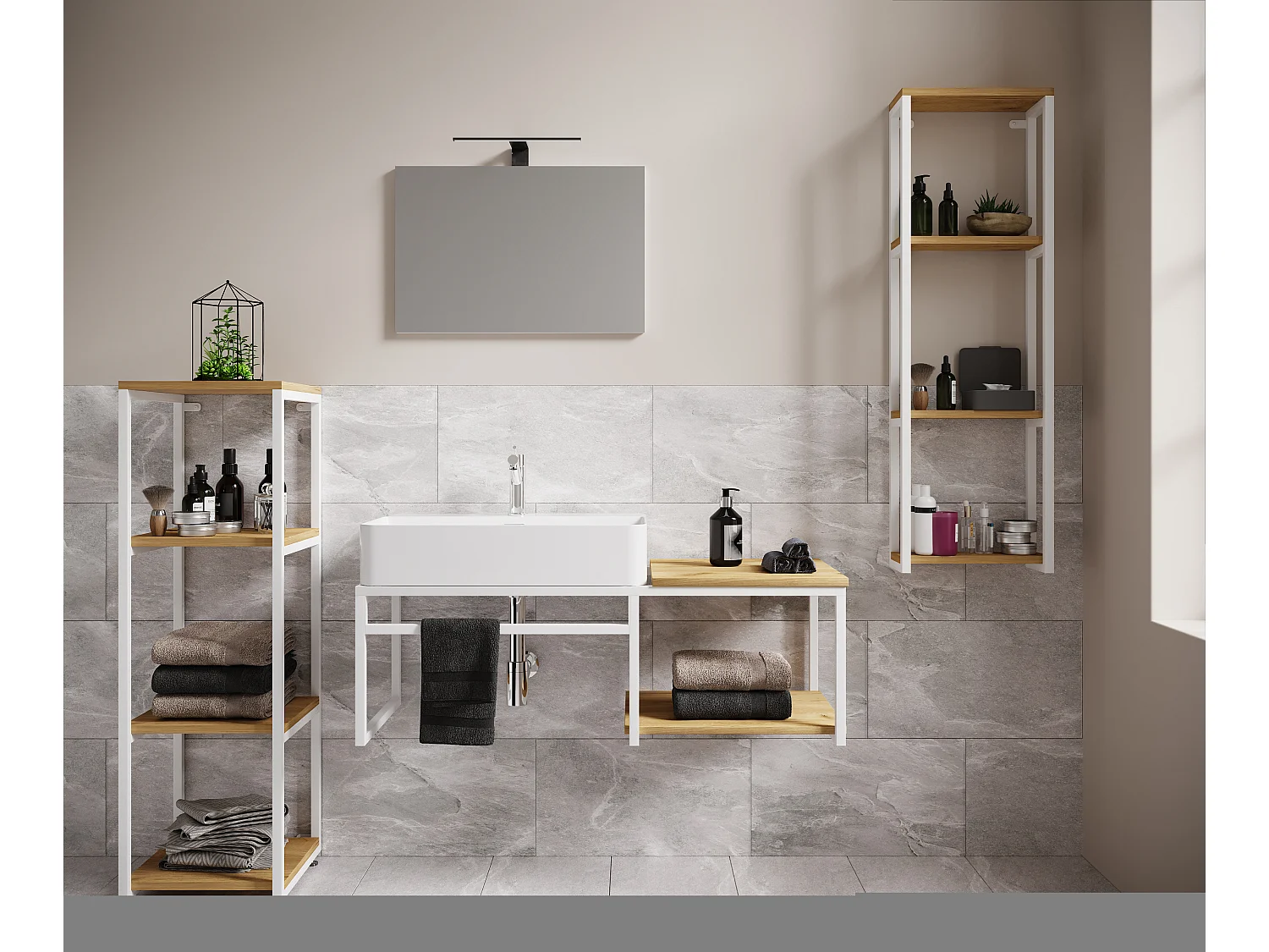 5-tlg. Waschtisch Badmöbel Waschbecken Bitila 100