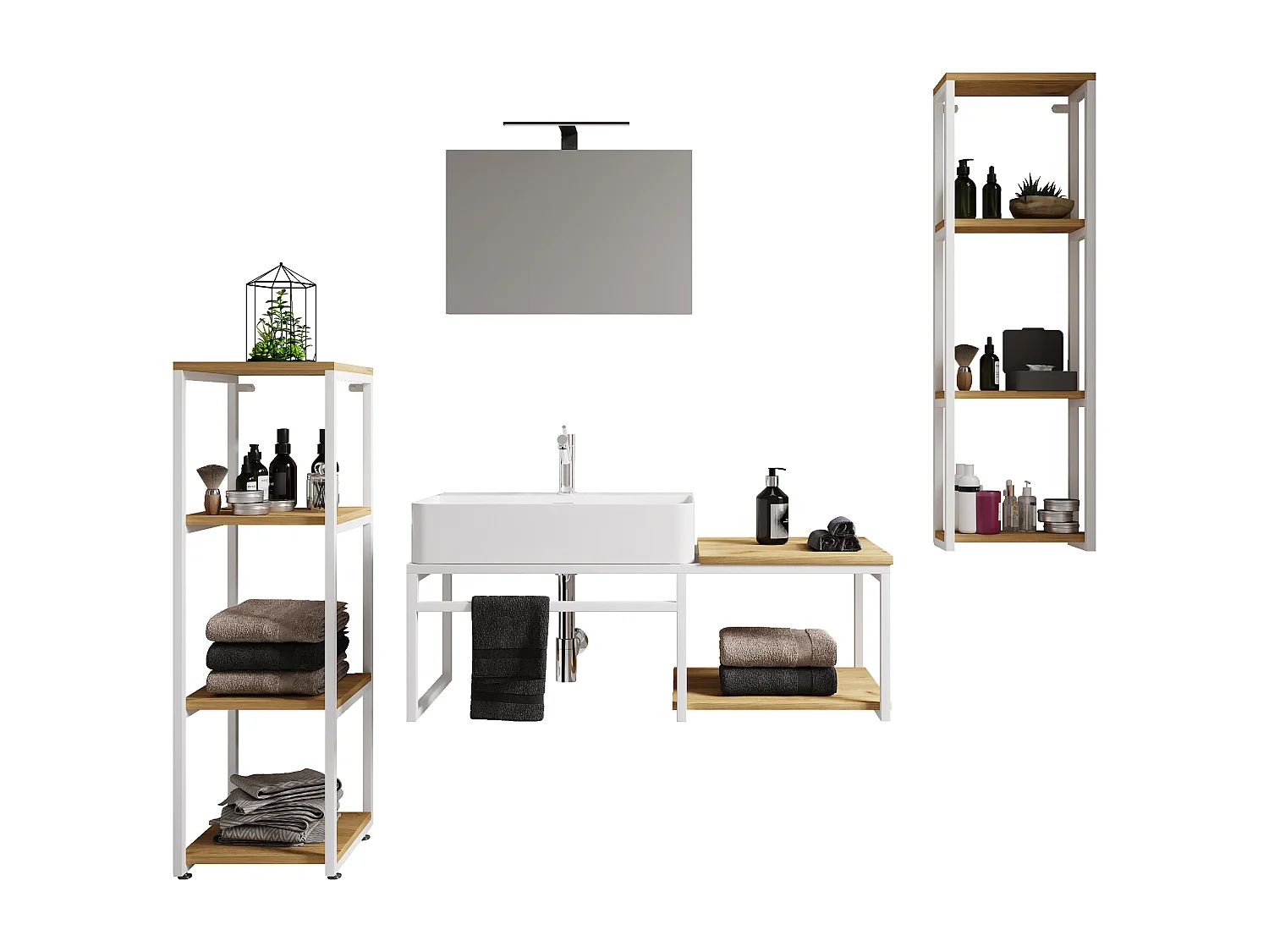 Bathroom furniture washbasin Bitila White / Honey oak 0