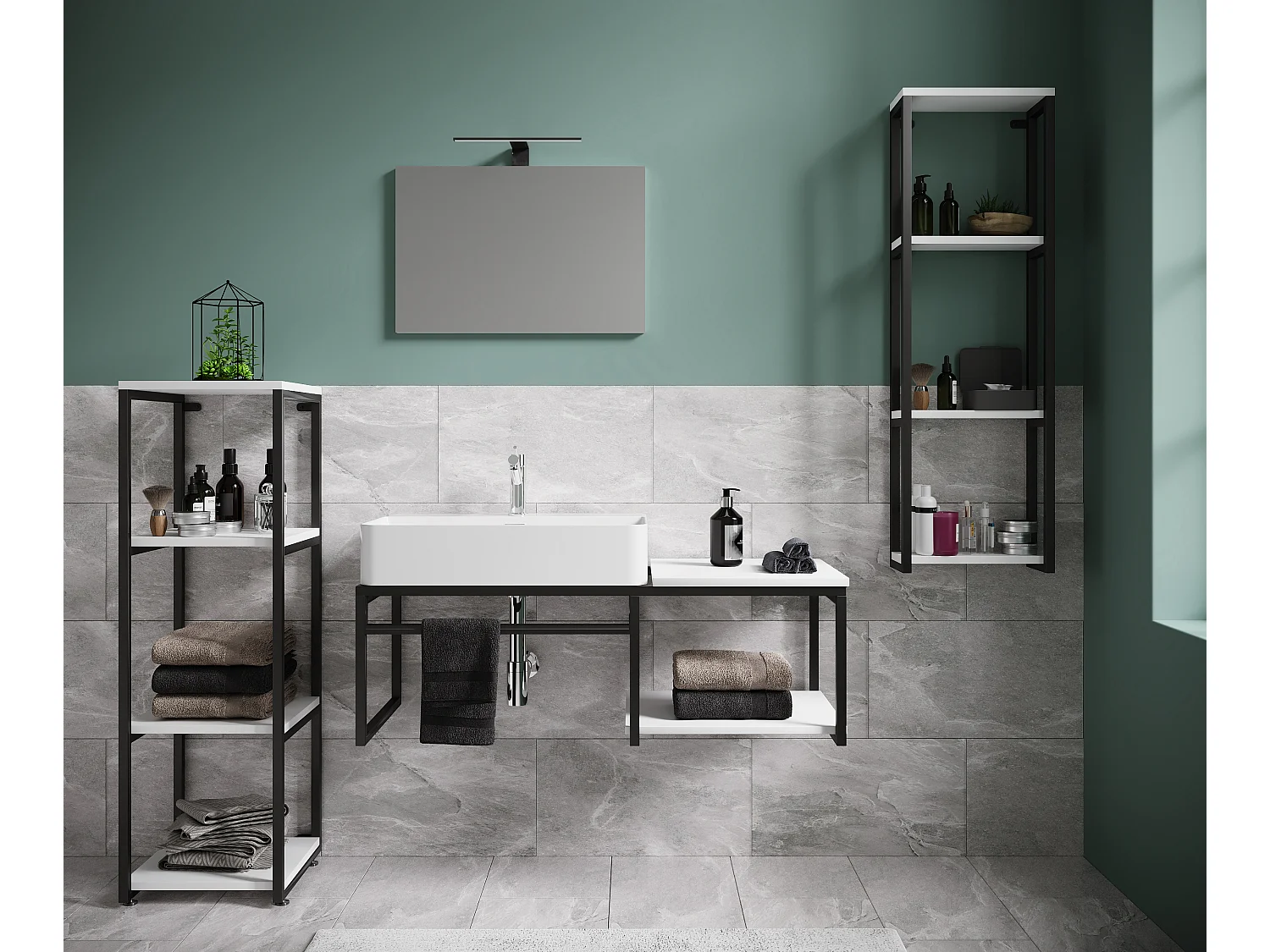 Lavabo 5 pezzi arredo bagno Bitila 100 V1