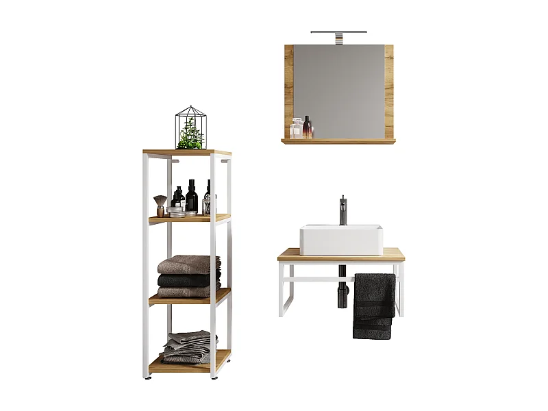 Bathroom furniture washbasin Bitila White / Honey oak 0