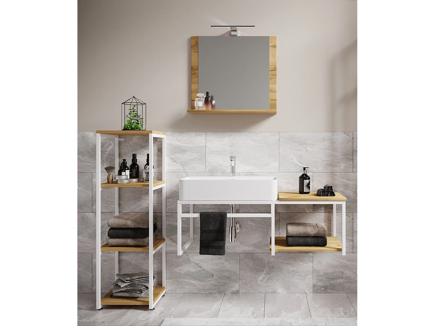 4-tlg. Waschtisch Badmöbel Waschbecken Bitila 100