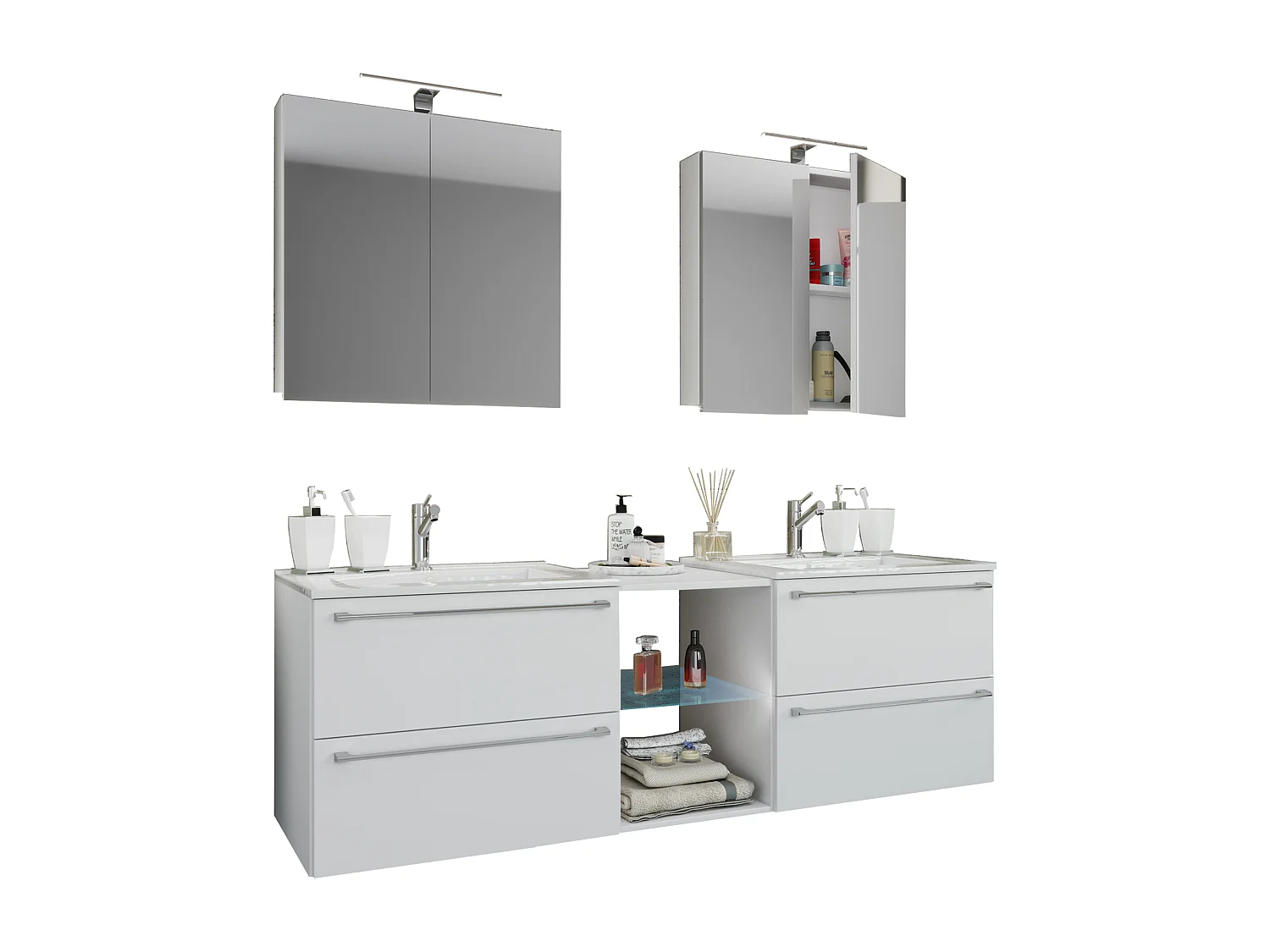 Lavatório de móveis de banheiro Badinos Branco A. 112 x L. 155 x P. 46 cm