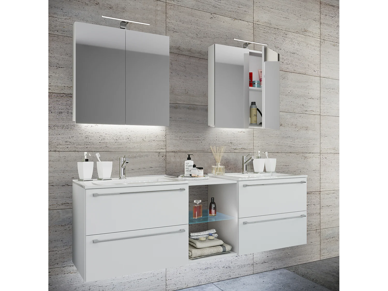 Lavatório de móveis de banheiro Badinos Branco A. 112 x L. 155 x P. 46 cm