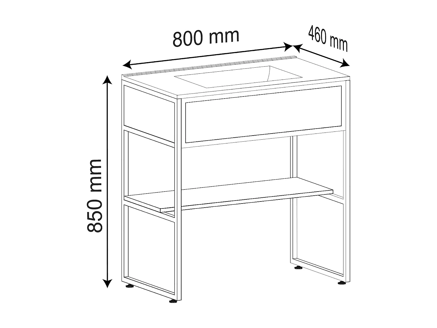 VCM 2 pcs Lavatório Mobiliário Do Banheiro Set Sink Wood Metal Industrial Style Bitila 80 (Branco / Carvalho Mel)