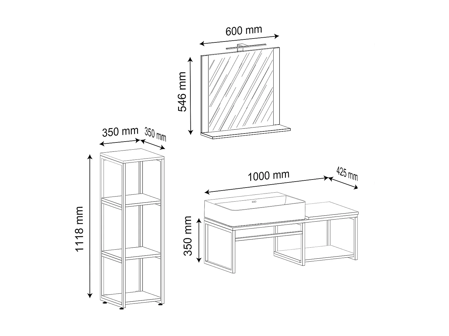 Lavabo 4 pezzi arredo bagno Bitila 100 V2