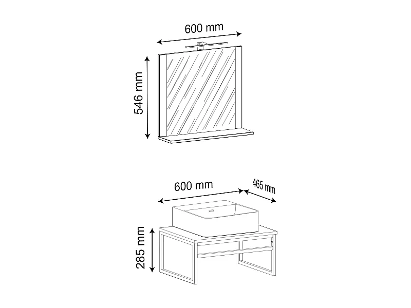 3-tlg. Waschtisch Badmöbel Waschbecken Bitila 60
