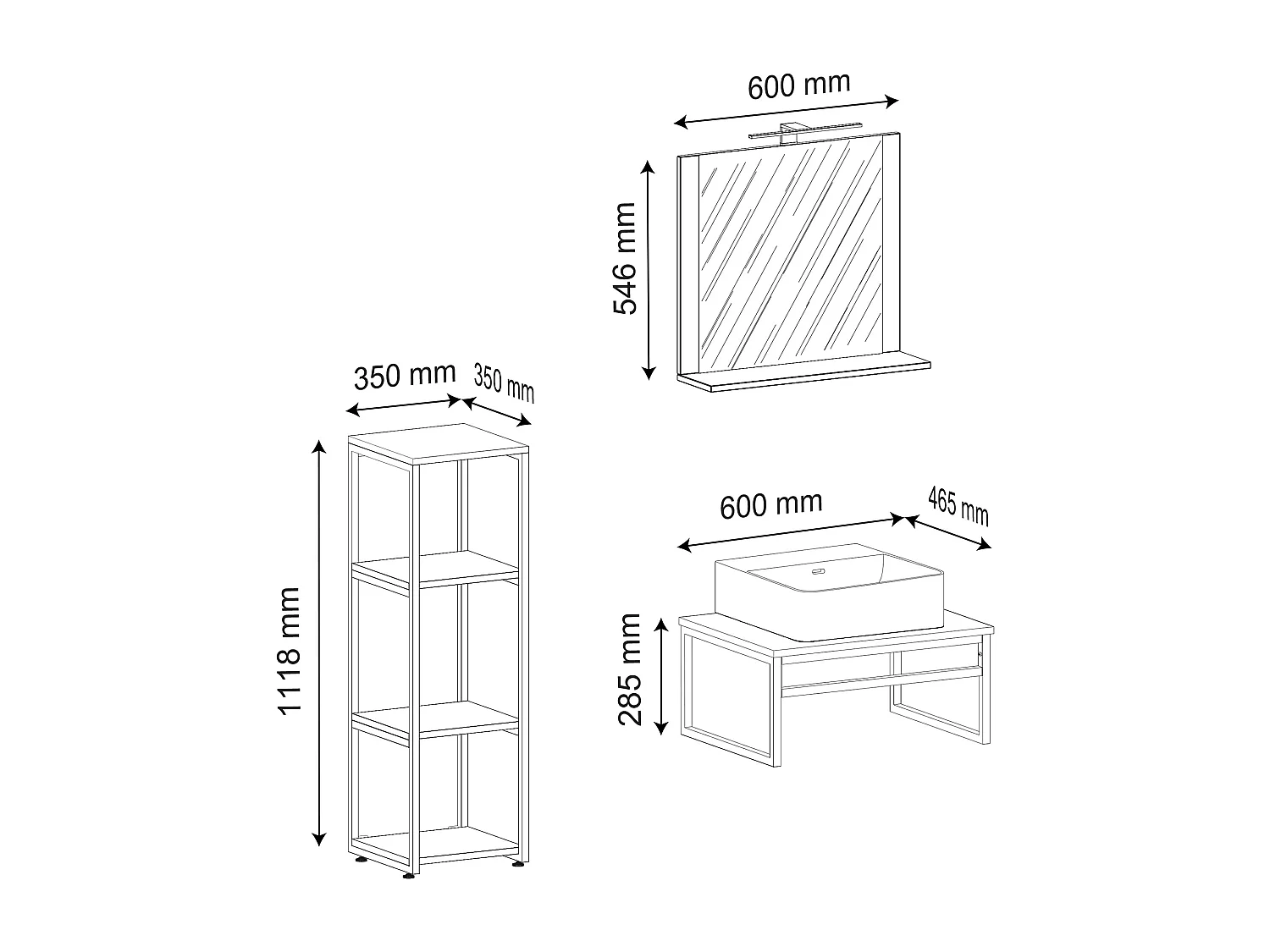 Lavabo 4 pezzi arredo bagno Bitila 60 V2