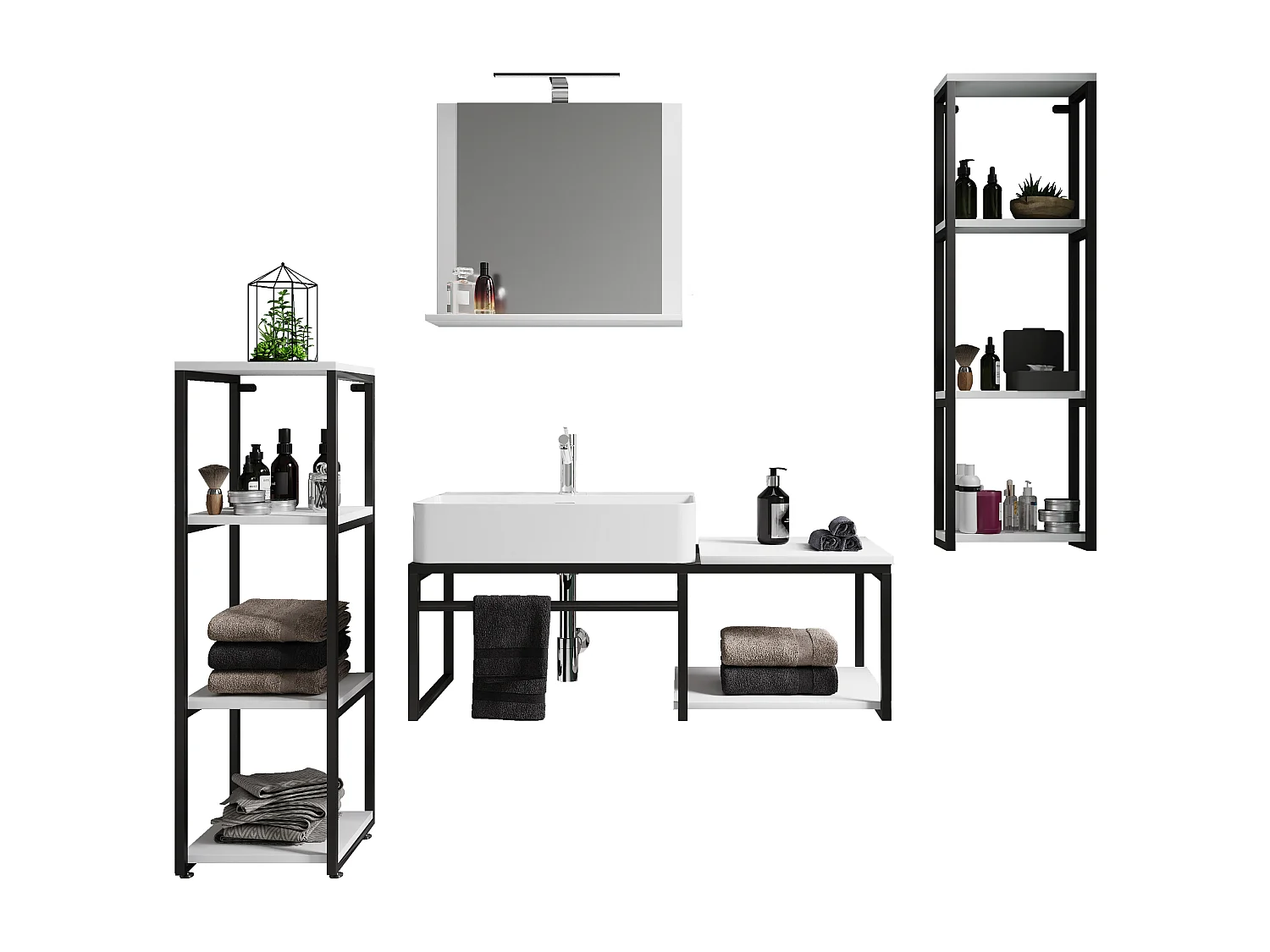 Mobili da bagno 5 pezzi Waschtich Bitila 100 V2