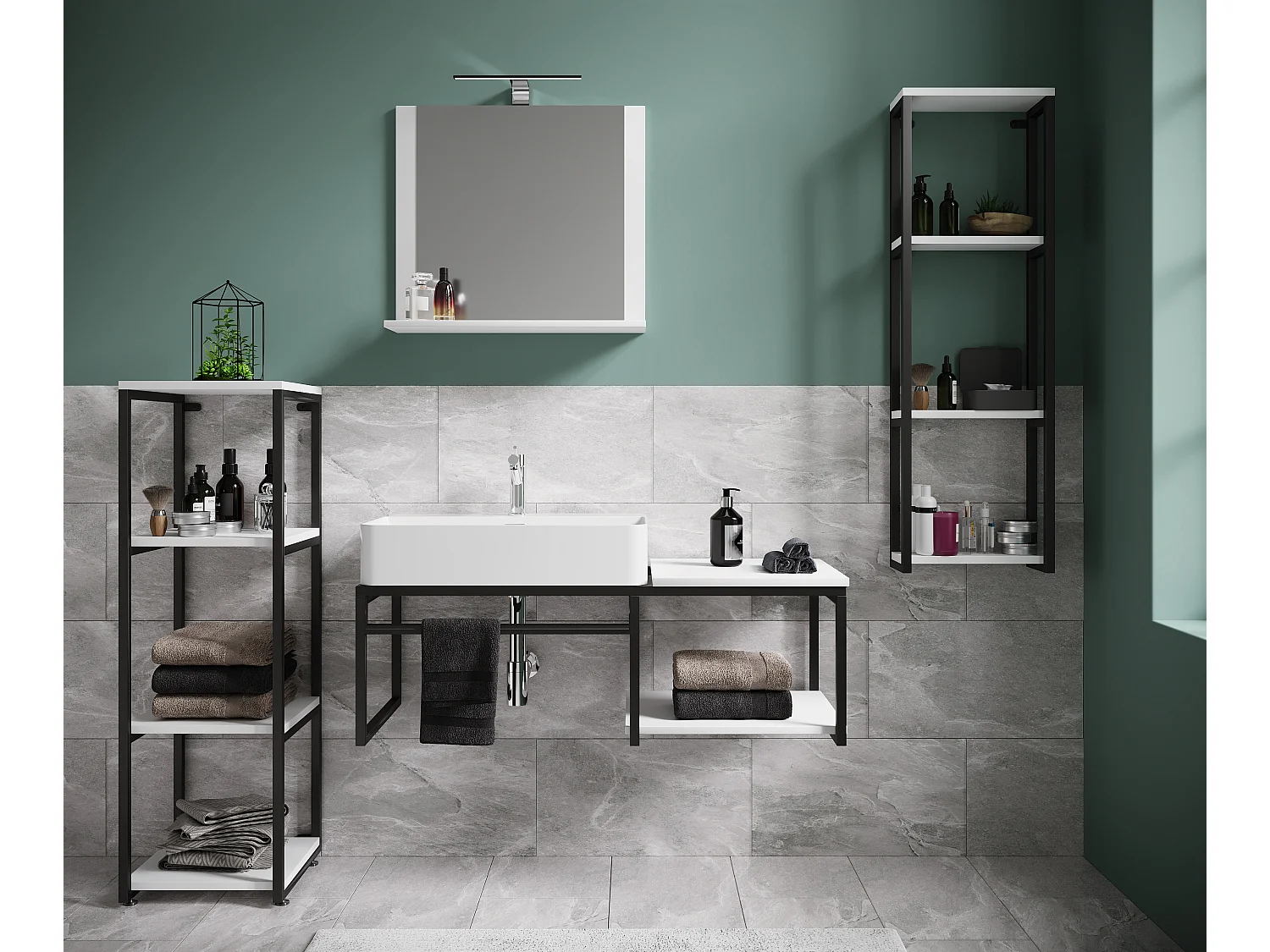 Mobili da bagno 5 pezzi Waschtich Bitila 100 V2