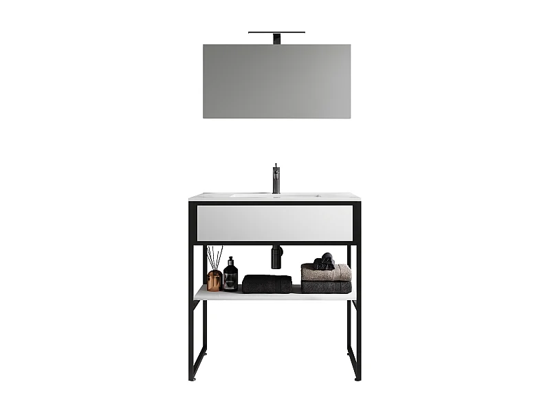 Bathroom furniture washbasin Bitila Black / White 0