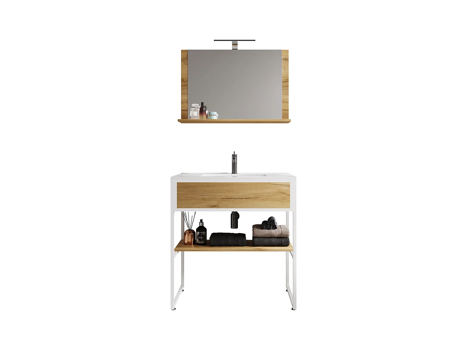 Lavabo de muebles de baño Bitila Negro / Blanco 0