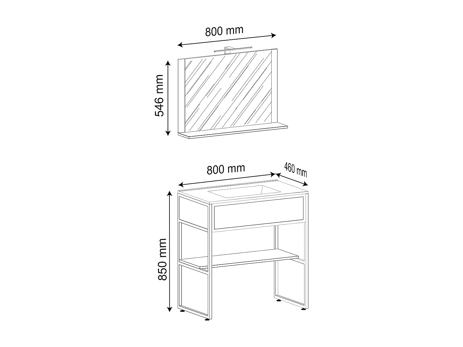 3 stuks wastafel badkamer meubels Bitila 80 V2