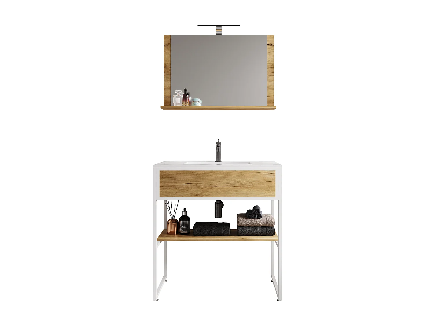 Bathroom furniture washbasin Bitila White / Honey oak 0