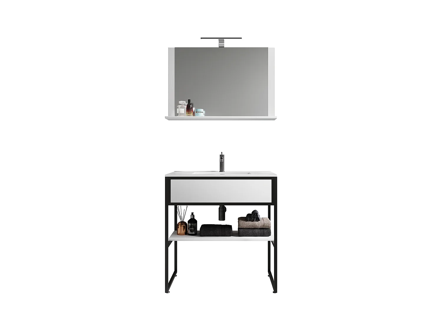 Bathroom furniture washbasin Bitila Black / White 0